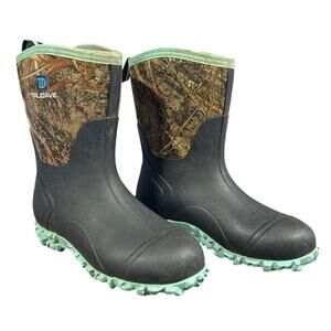 Trudave Womens Size 9 Green Camo Rubber Boots Mid Calf Round Toe Shoes